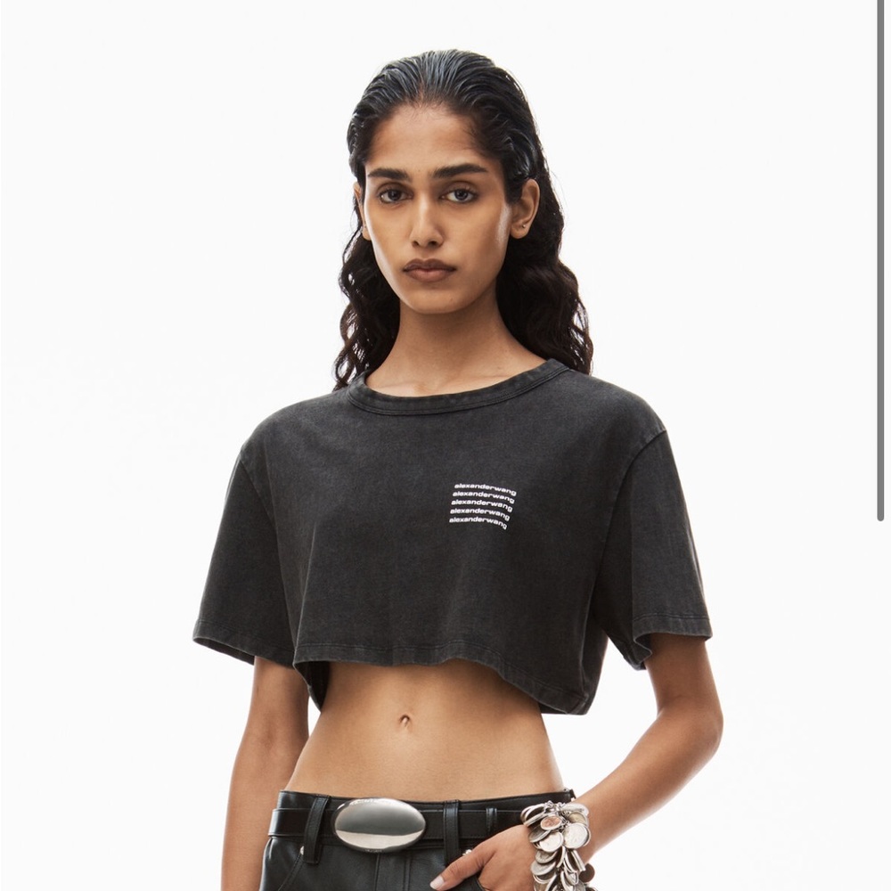 Alexander Wang Crop Tee in Acid Jersey